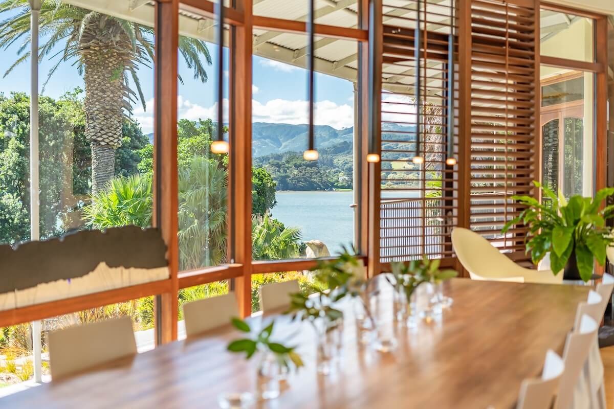 Interior dining area with harbour views